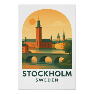 Vintage Stockholm Sweden Travel – Scandinavian  Poster