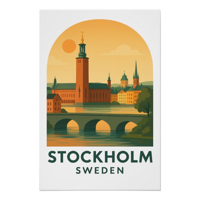 Vintage Stockholm Sweden Travel – Scandinavian  Poster (Front)