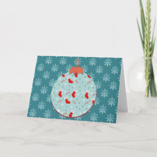 Vintage Stocking Snowflake Ornament Christmas Card