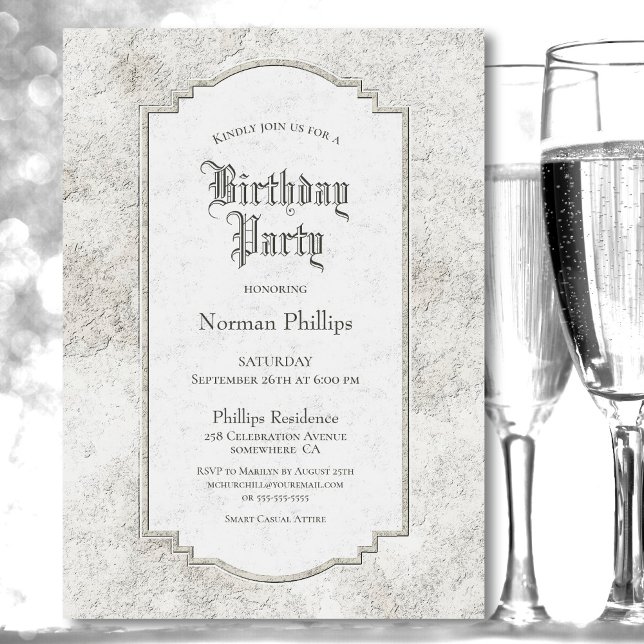 Vintage Stone Birthday Party Invitation (Creator Uploaded)