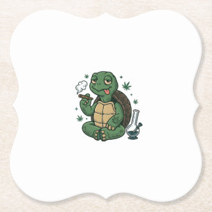 Vintage Stoner Turtle Vector Shirt Design_1 Paper Coaster