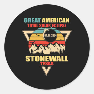 Vintage Stonewall Texas Total Solar Eclipse 2024  Classic Round Sticker