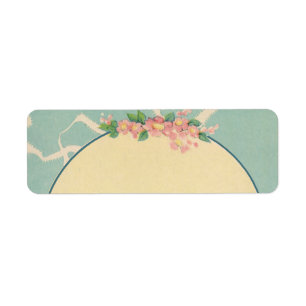 Vintage Stork Carrying Baby Boy in Blue Blanket