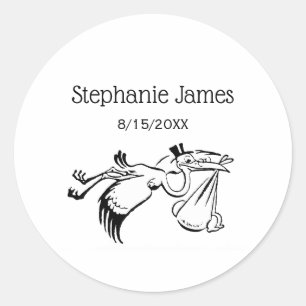 Vintage Stork Delivering a Baby #1 Classic Round Sticker