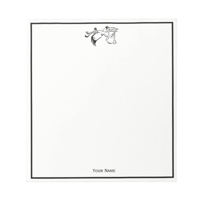 Vintage Stork Delivering a Baby #1 Notepad (Front)