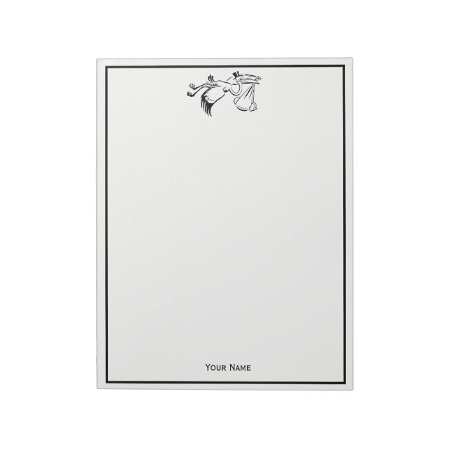Vintage Stork Delivering a Baby #1 Notepad (Rotated)