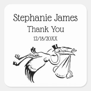 Vintage Stork Delivering a Baby #1 Square Sticker