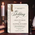 Vintage Story Fairy Tale Library Book Gold Wedding Invitation<br><div class="desc">Vintage Story Fairy Tale Library Book Gold Wedding Ceremony Design with hand drawn Literature Book Frame, faux gold foil bookmark and details, elegant calligraphy script fonts, and cream beige background. A fun and historical Look for a library, fairytale, or writer's wedding. - Wedding Invitations! ~ Check my shop to see...</div>