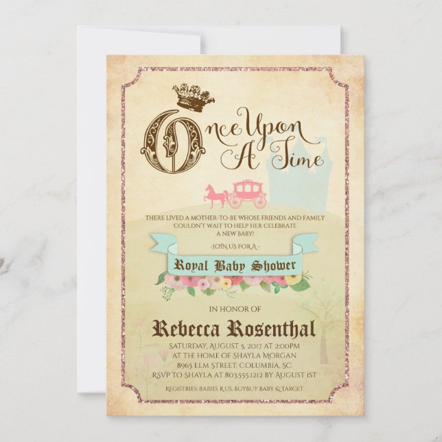 "Vintage Storybook" Baby Shower Invitation 5x7 (Front)