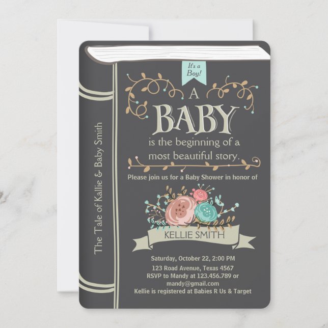Vintage Storybook Baby shower invitation Boy (Front)