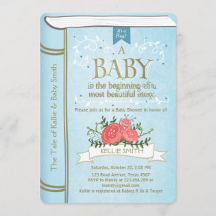 Vintage Storybook Baby shower invitation Boy Blue