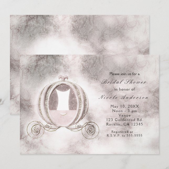 Vintage Storybook Cinderella Carriage Invitations (Front/Back)