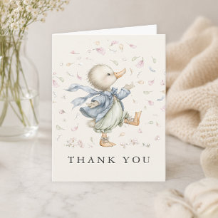 Vintage Storybook Duck Boy Baby Shower Thank You Card