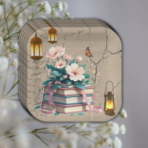 Vintage Storybook Floral Baby Shower Paper Plate