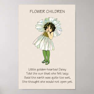 Vintage Storybook Flower Children DAISY Poster