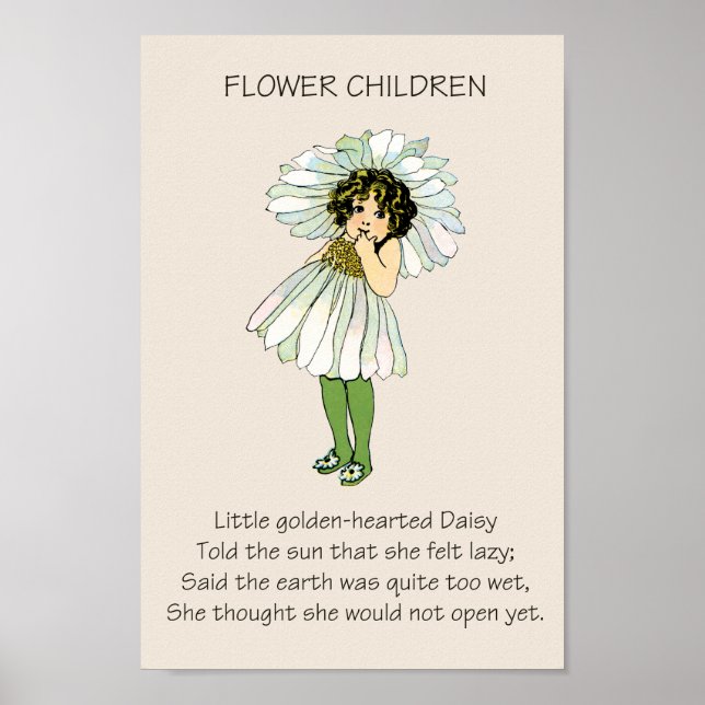 Vintage Storybook Flower Children DAISY Poster (Front)