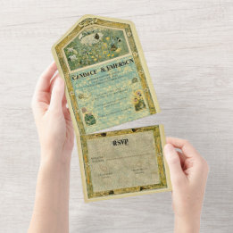 Vintage Storybook Forest All in One Wedding Invite