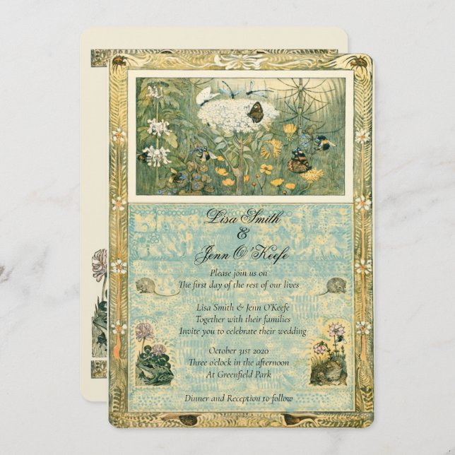 Vintage Storybook Forest Wedding Invitation (Front/Back)