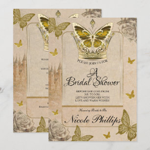 Vintage Storybook Gold Butterfly Bridal Shower Invitation