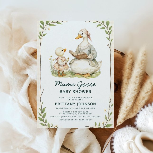 Vintage Storybook Mama Goose Baby Shower Invitation (Creator Uploaded)