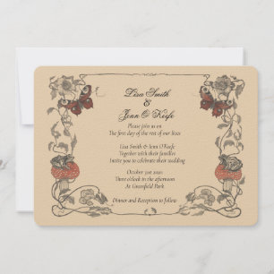 Vintage Storybook Mushroom Wedding Invitation