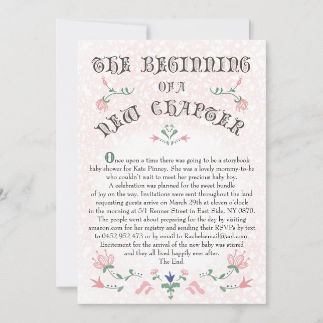 Vintage Storybook page Baby Shower Invitation (Front)