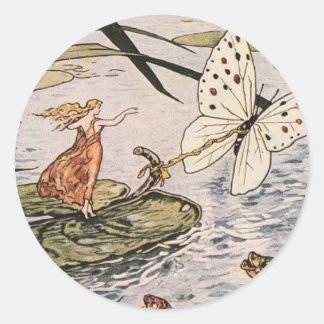 Vintage Storybook Thumbelina Classic Round Sticker