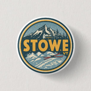 Vintage Stowe, VT outdoor winter trails ski slops  3 Cm Round Badge