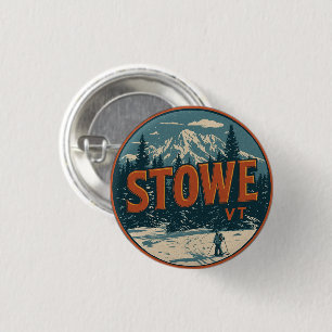 Vintage Stowe, VT outdoor winter trails ski slops 3 Cm Round Badge
