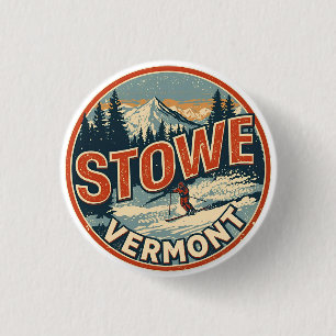 Vintage Stowe, VT outdoor winter trails ski slops 3 Cm Round Badge