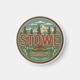 Vintage Stowe, VT outdoor winter trails ski slops Magnet