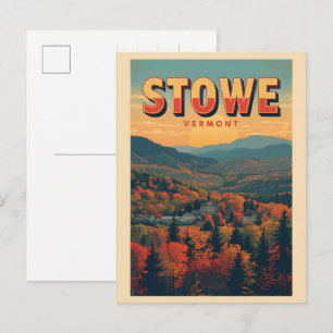 Vintage Stowe, VT outdoor winter trails ski slops  Postcard