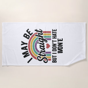 Vintage Straight But Kind Rainbow Pride Shirt_1 Beach Towel