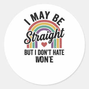 Vintage Straight But Kind Rainbow Pride Shirt_1 Classic Round Sticker