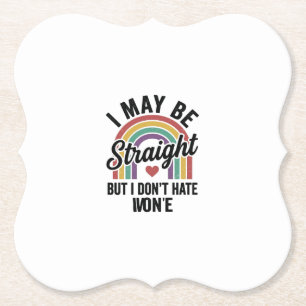 Vintage Straight But Kind Rainbow Pride Shirt_1 Paper Coaster