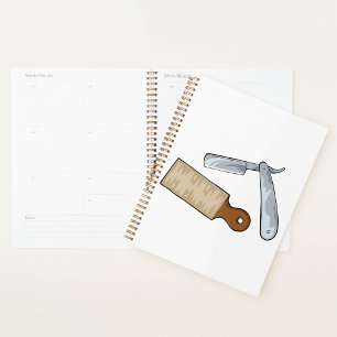 Vintage Straight Razor and Strop Barber Shop Planner