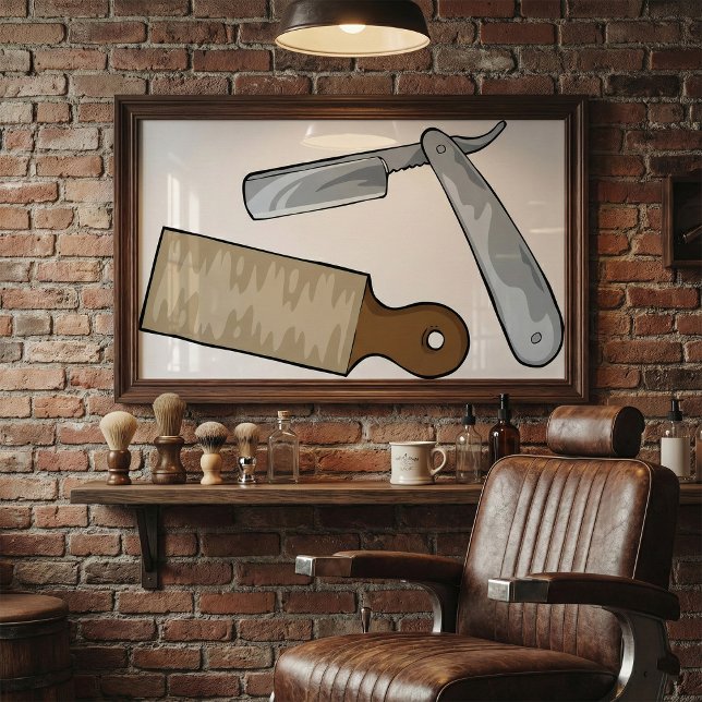 Vintage Straight Razor and Strop Barber Shop  Poster (Creator Uploaded)