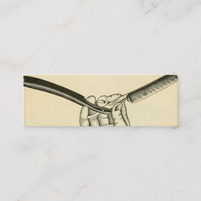 Vintage Straight Razor Mini Business Card (Front)