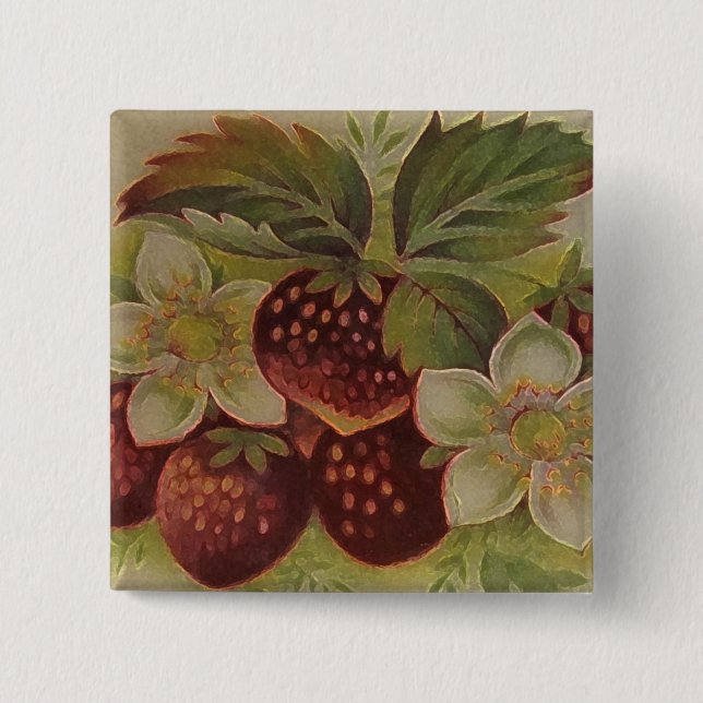 Vintage Strawberries 15 Cm Square Badge (Front)