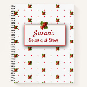 Vintage Strawberries and Dots Spiral Notebook