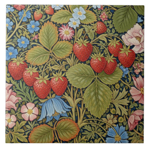 Vintage Strawberries and Flowers  Tile