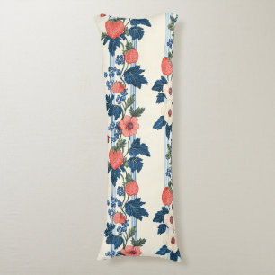 Vintage Strawberries & Blue Leaves Floral Pattern Body Cushion