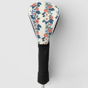 Vintage Strawberries & Blue Leaves Floral Pattern Golf Head Cover