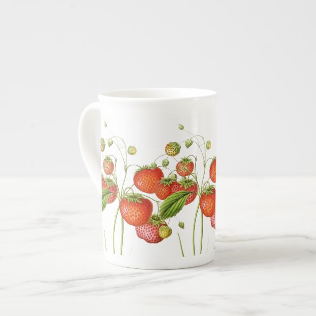 Vintage Strawberries China Cup (Front Left)