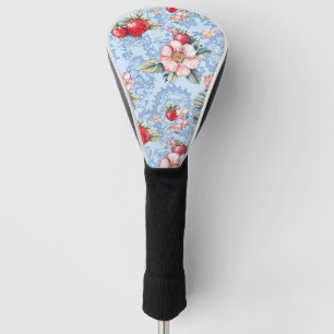 Vintage Strawberries & Flowers Pattern Golf Head Cover