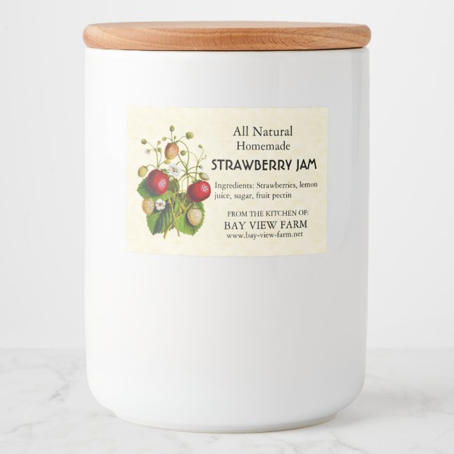 Vintage Strawberries Food Label (Front)