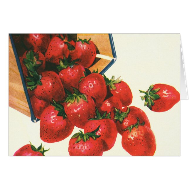Vintage Strawberries in Basket, Food Fruit Berries (Front Horizontal)