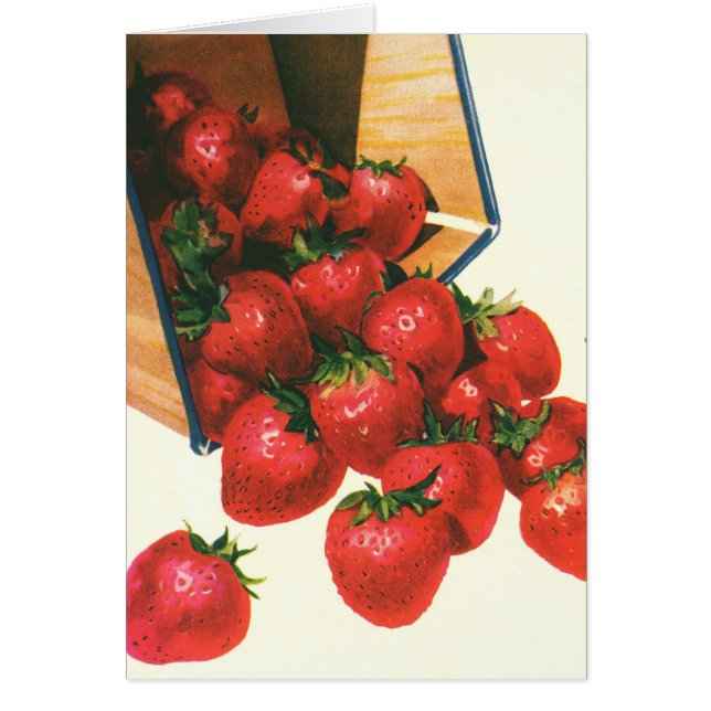 Vintage Strawberries in Basket, Food Fruit Berries (Front)