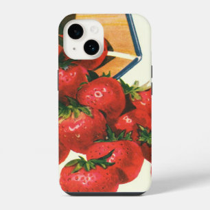 Vintage Strawberries in Basket, Food Fruit Berries iPhone 14 Case