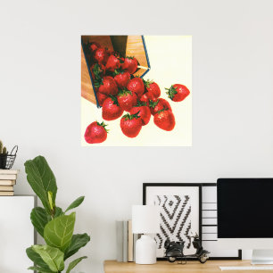 Vintage Strawberries in Basket, Food Fruit Berries Poster